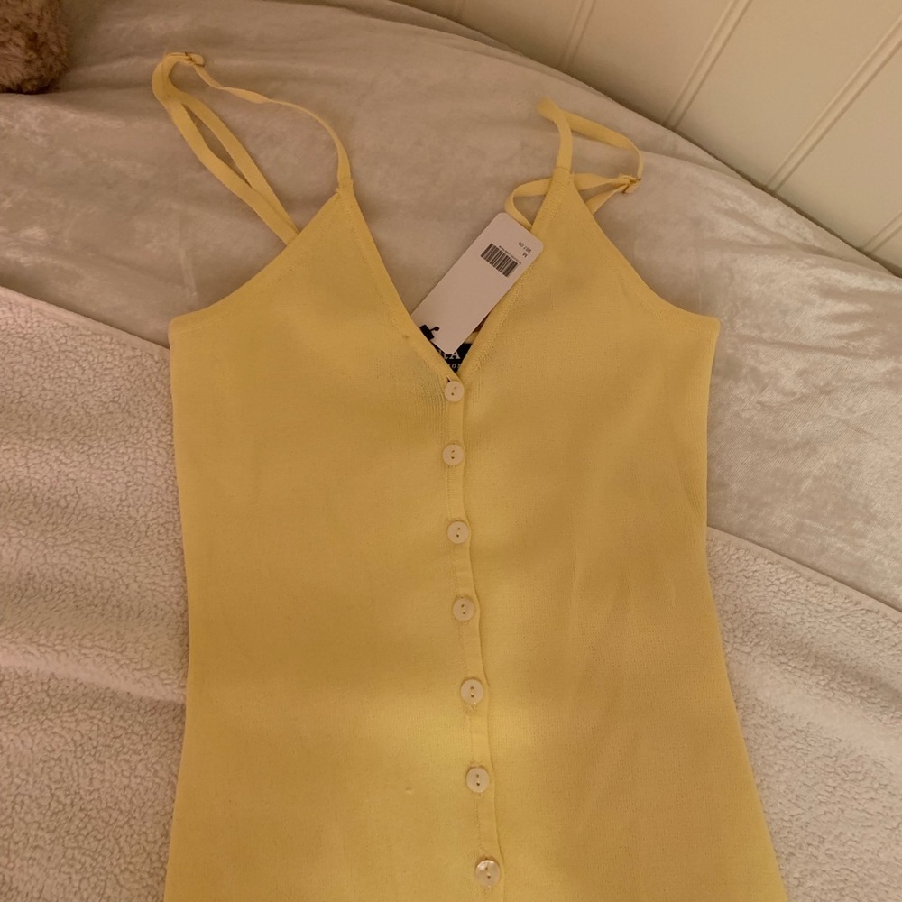 canary yellow maxi dress with slit in middle